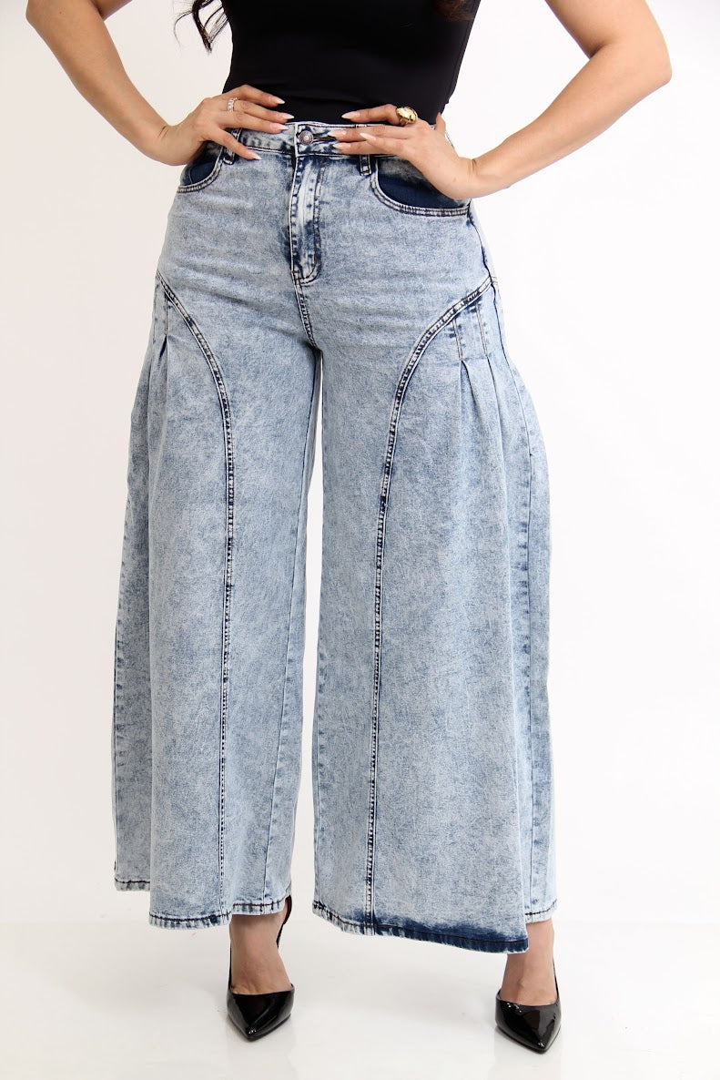 Pantalon de Mezclilla Recto Linea Azul
