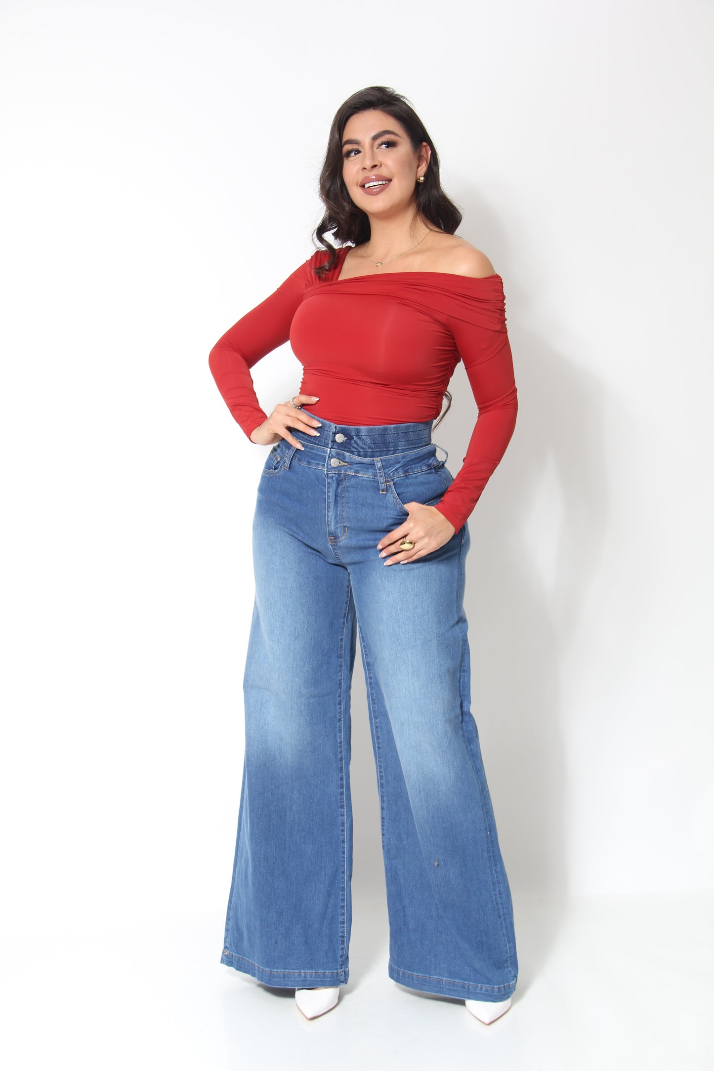BLUSA LICRA MANGA LARGA UN HOMBRO DESCUBIERTO