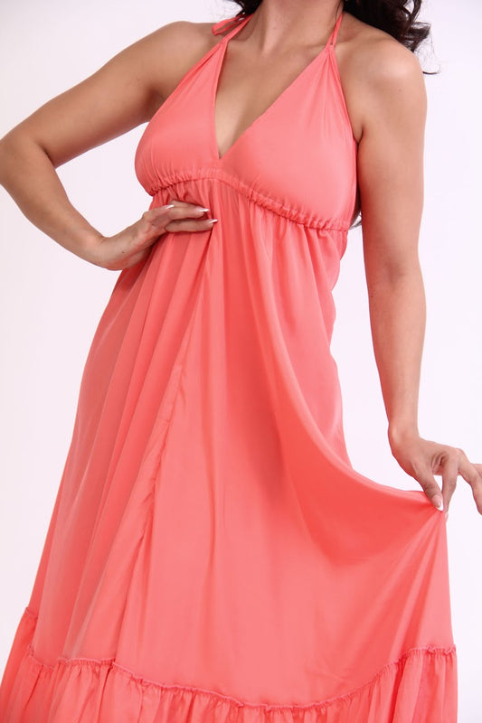 VESTIDO MAGIC ESCOTE ESPALDA COLOR SOLIDO