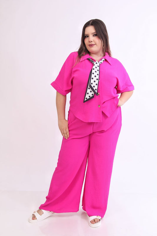 CURVY SET DE PANTALON Y BLUSA CON MASCADA