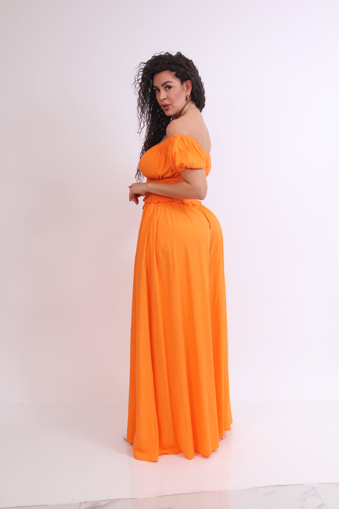 SET DE LINO BLUSA CON MANGUITA RESORTE Y PANTALON FLOJO