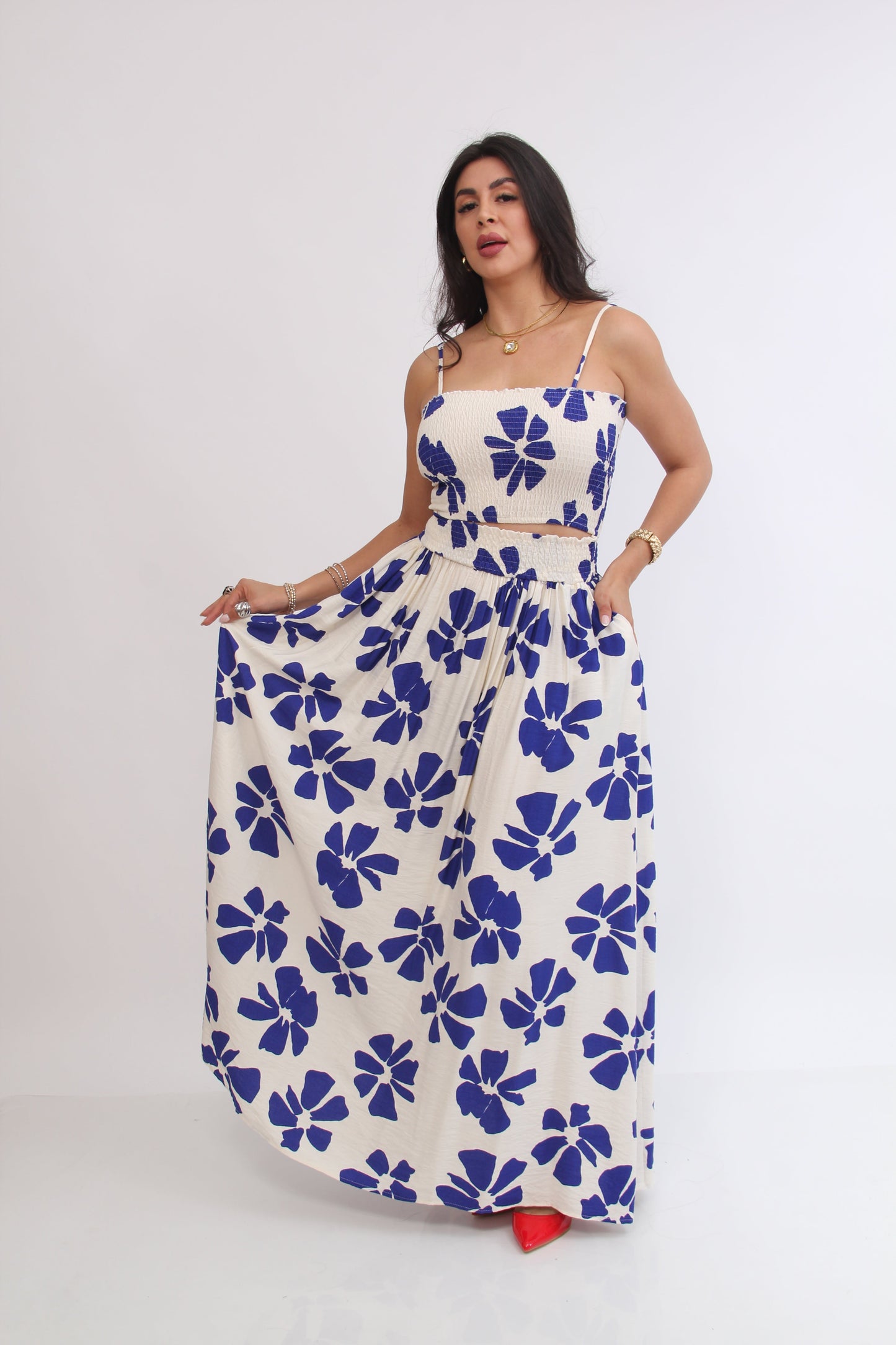SET DE FALDA Y TOP FLOREADO