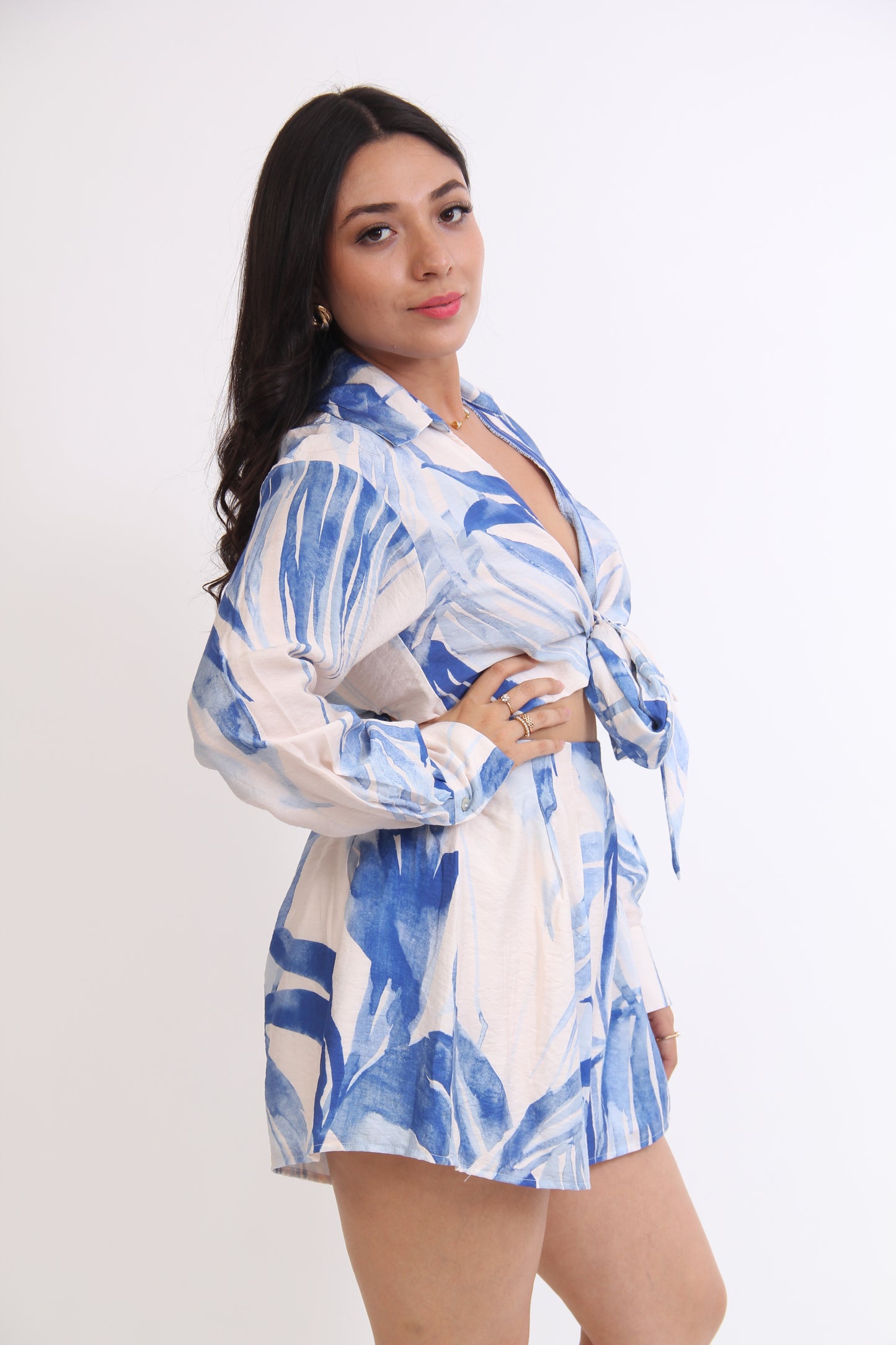 SET DE SHORT AZUL ESTAMPADO