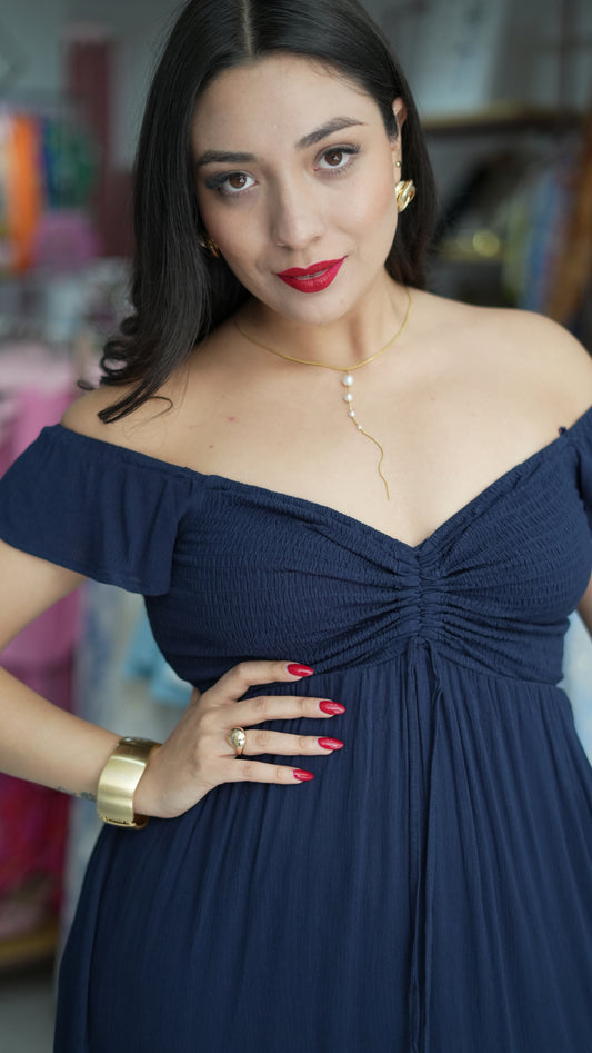VESTIDO 3/4 CASUAL RESORTE PECHO