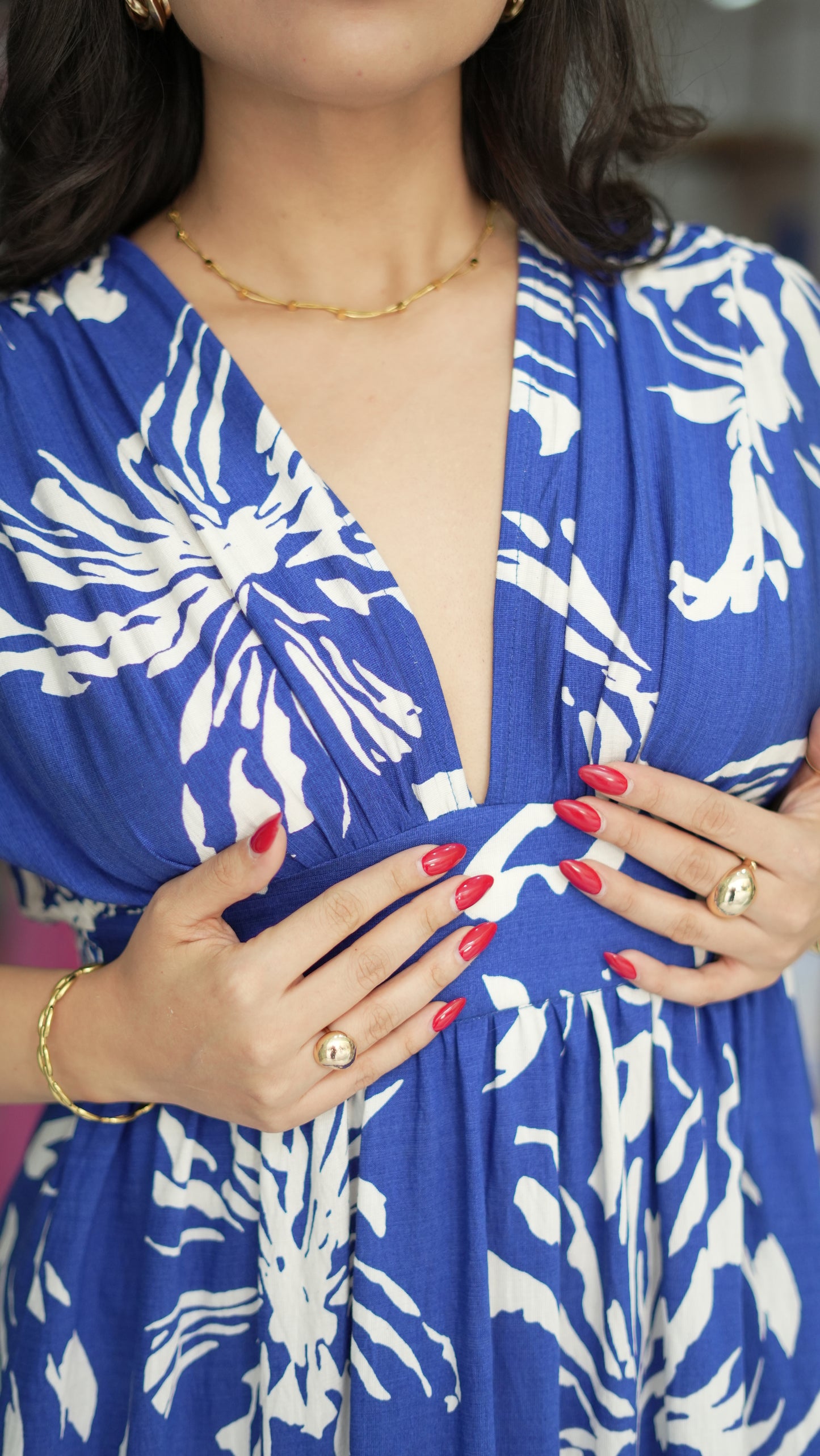 VESTIDO 3/4 ESTAMPADO ESCOTE V