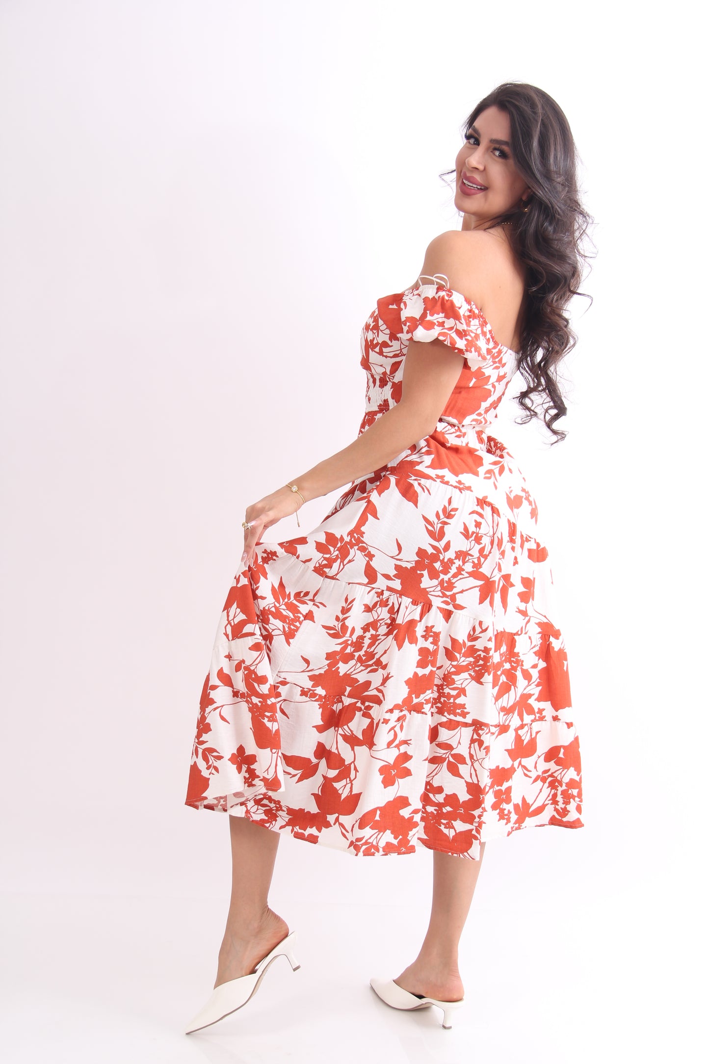 VESTIDO 3/4 ESTAMPADO MANGA PECHO