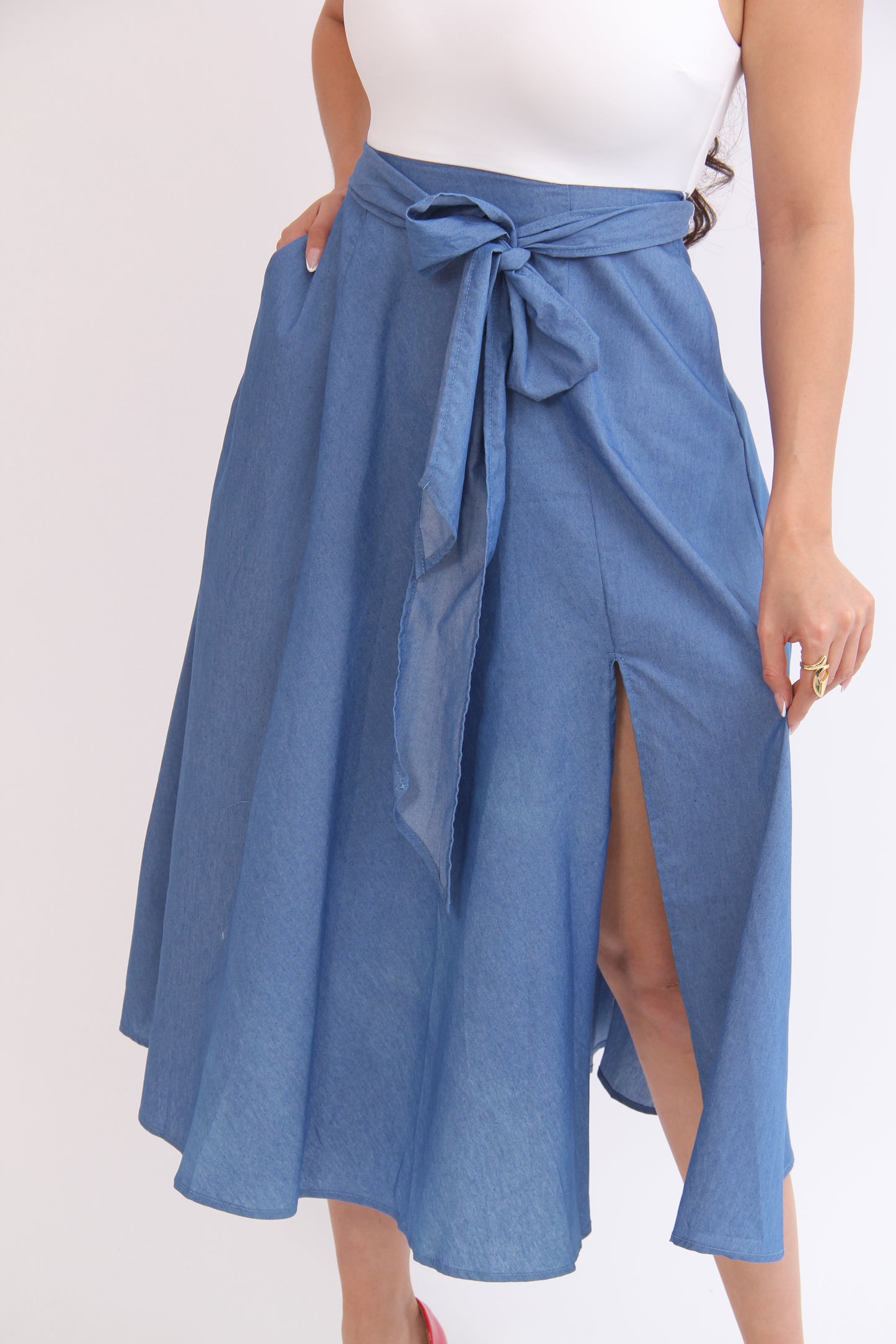 Vestido Denim Bow