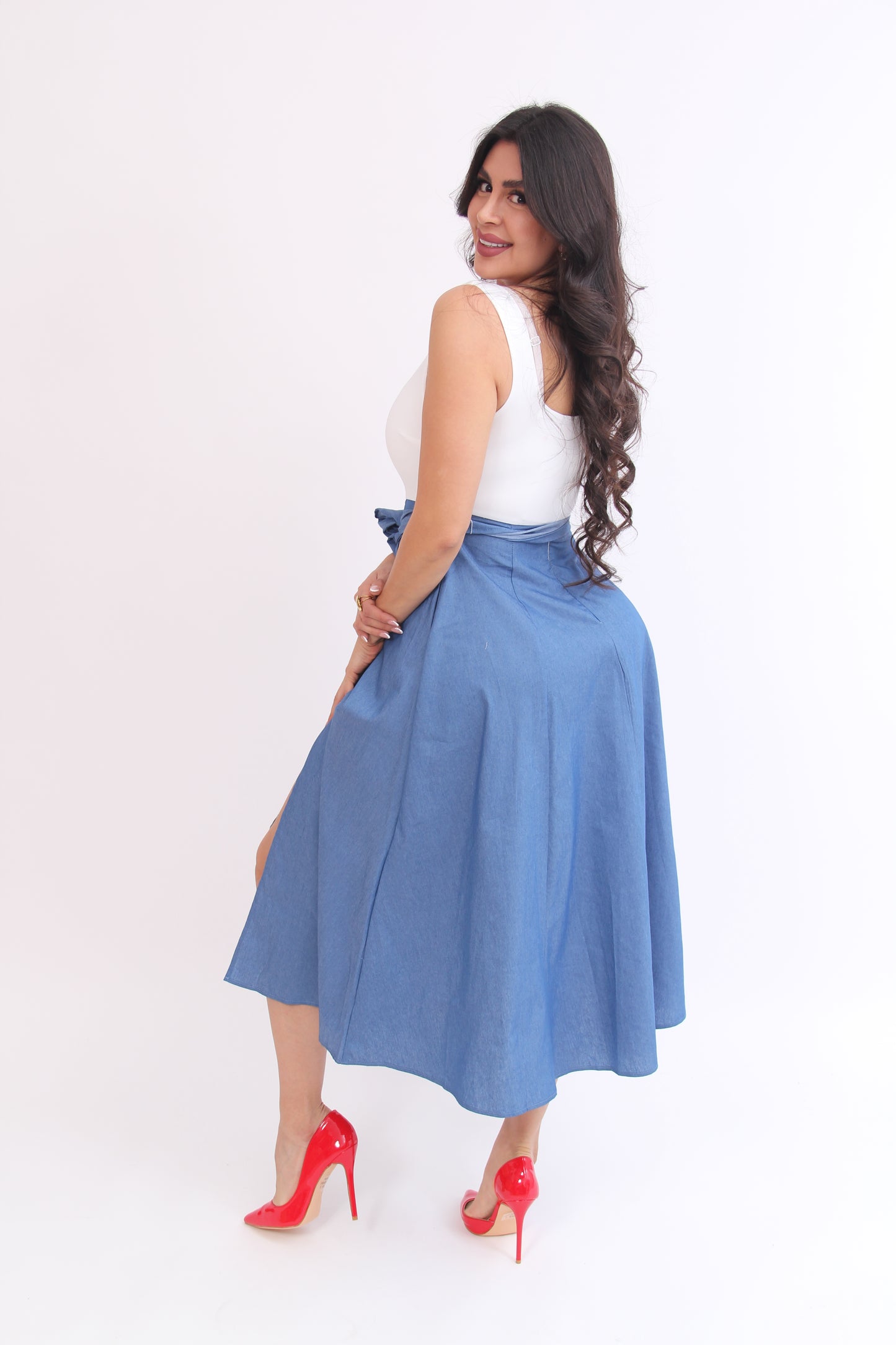 Vestido Denim Bow