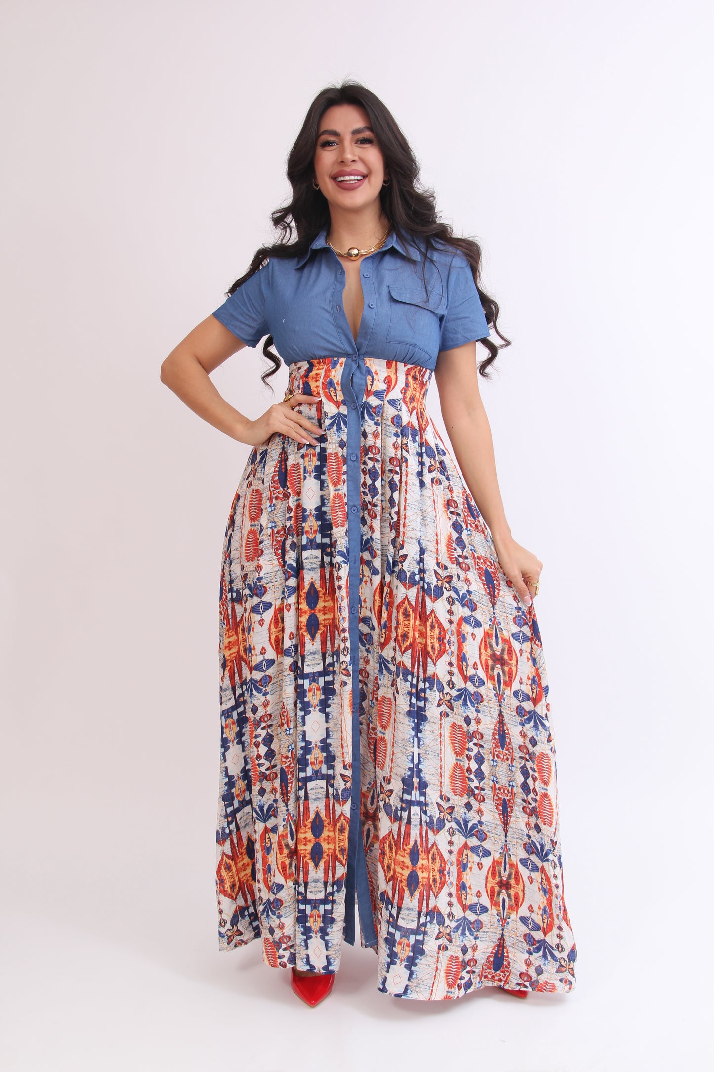 Vestido Denim Print
