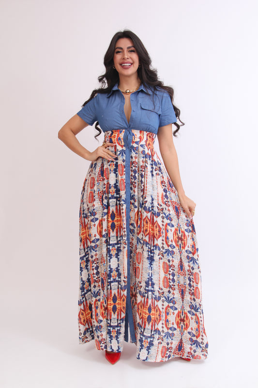 Vestido Denim Print