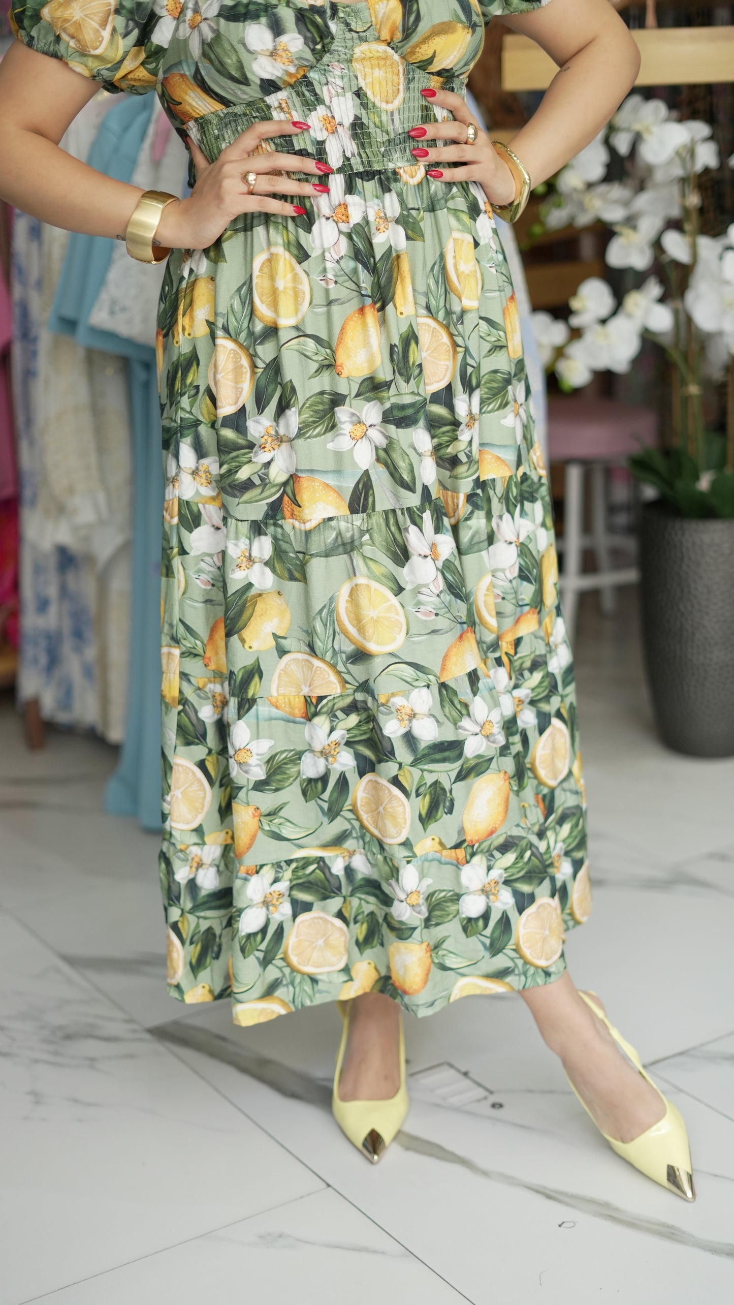 VESTIDO ESTAMPADO LIMON 3/4