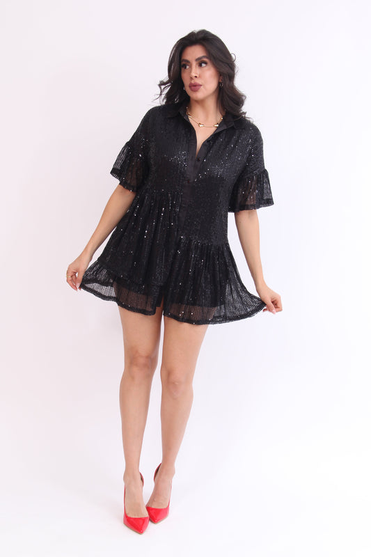 Vestido Noir Brillo