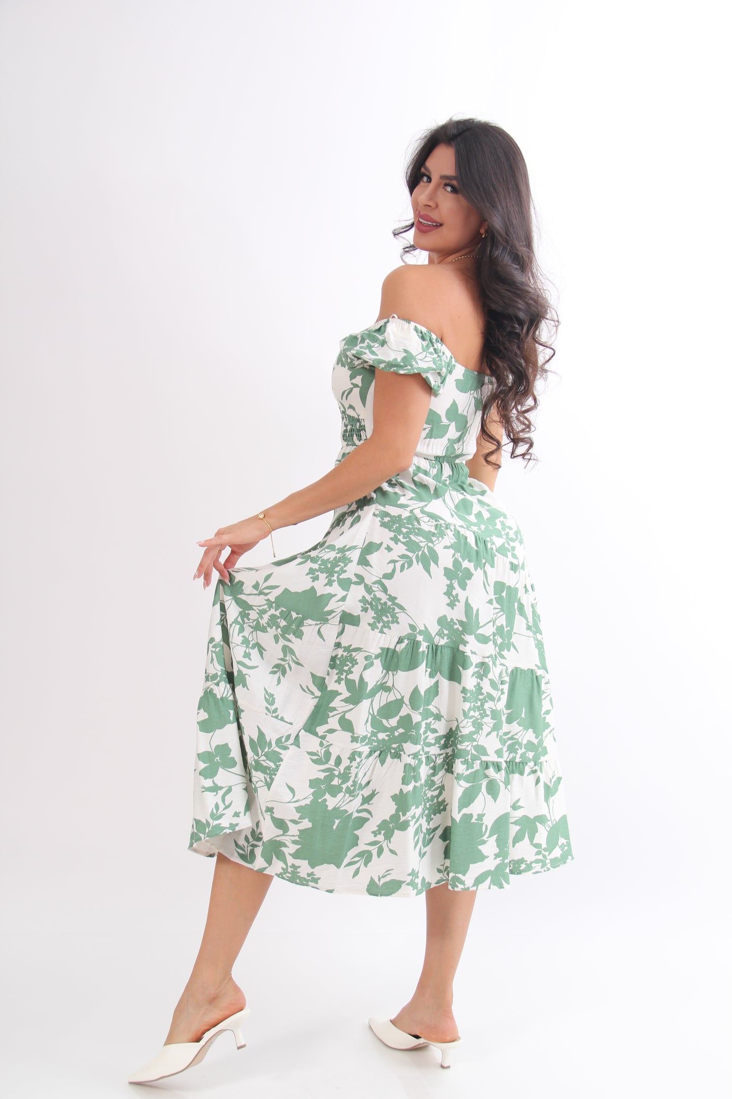 VESTIDO 3/4 ESTAMPADO MANGA PECHO