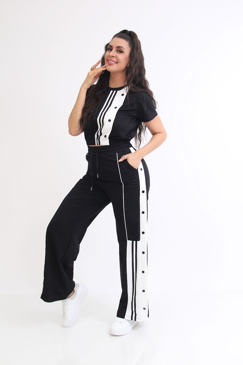 SET DE PANTS CORFORT LINEA LATERAL BLANCA Y BOTONES