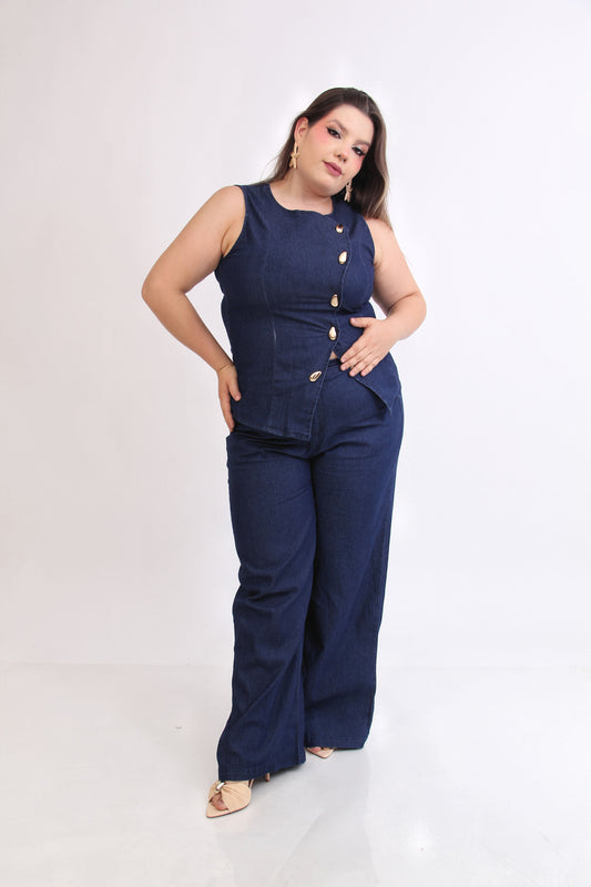 PANTALÓN DE MEZCLILLA BOTON Y RESORTE