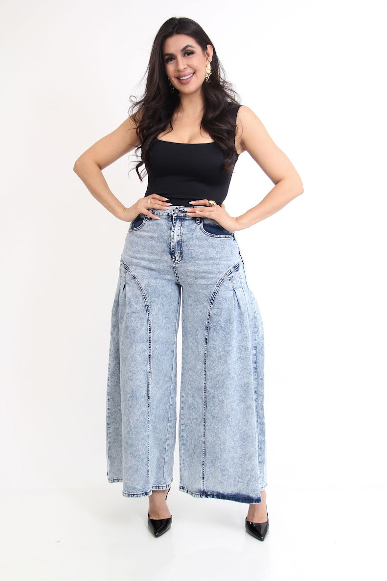 Pantalon de Mezclilla Recto Linea Azul