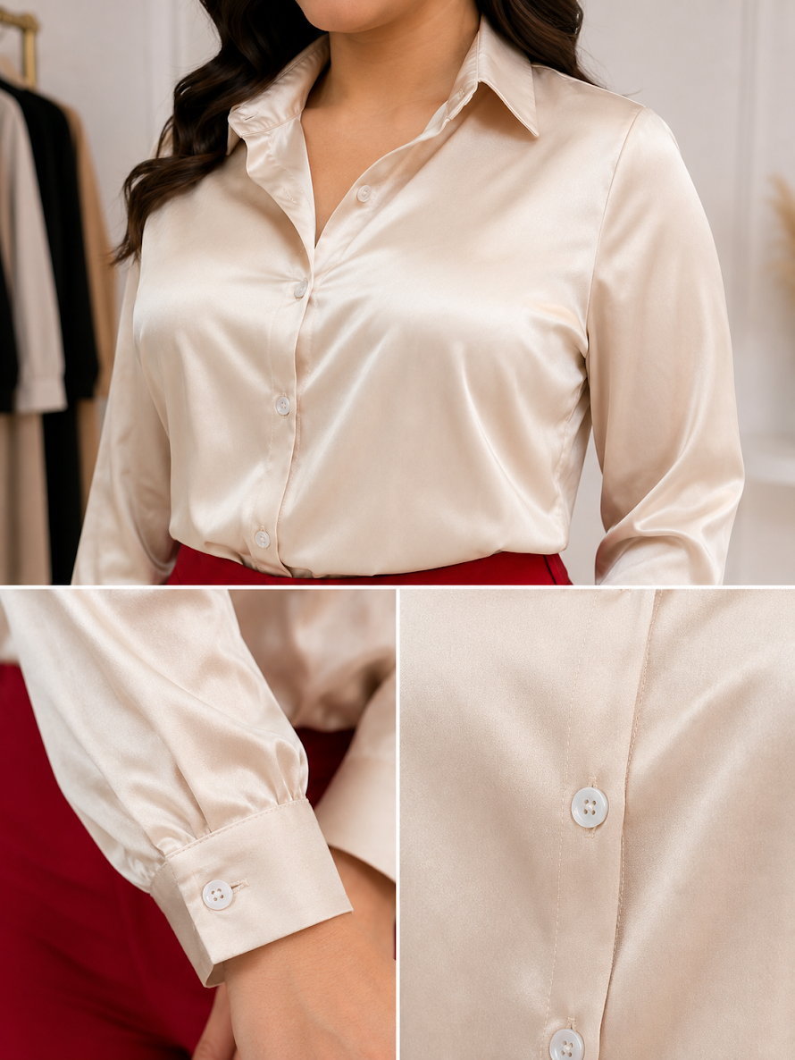 BLUSA DE VESTIR SATIN BOTONERA