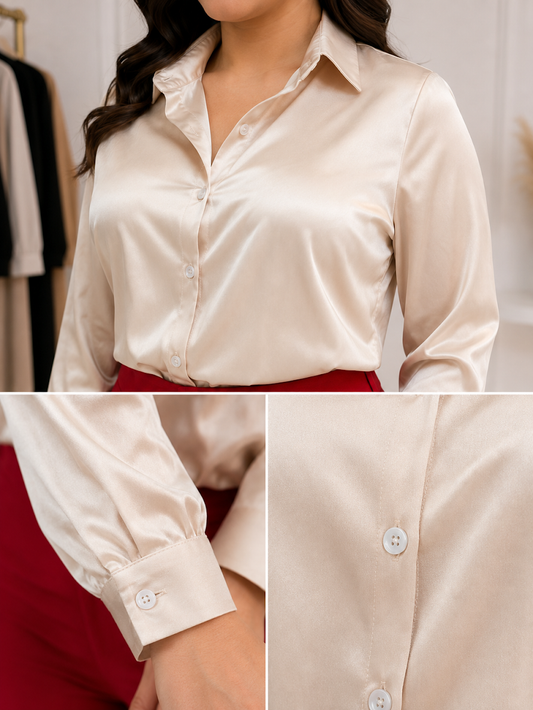 BLUSA DE VESTIR SATIN BOTONERA