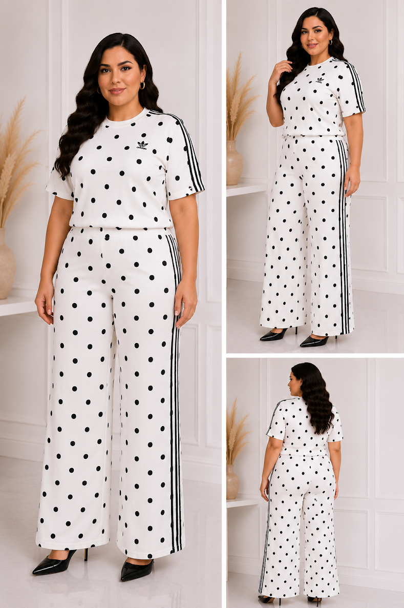 SET DE PANTALON CIERRE PIERNA Y PLAYERA LUNARES