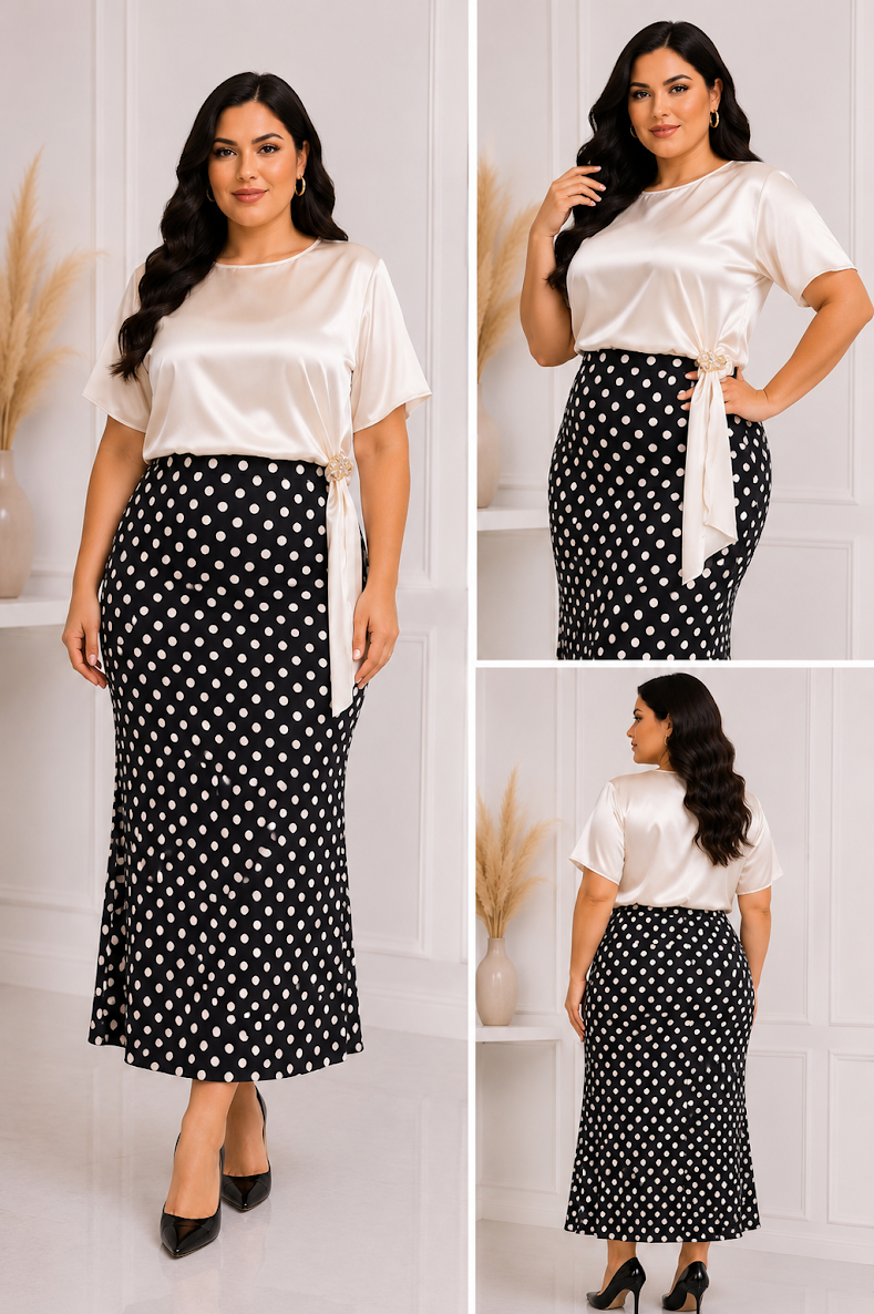 FALDA LUNARES SATIN
