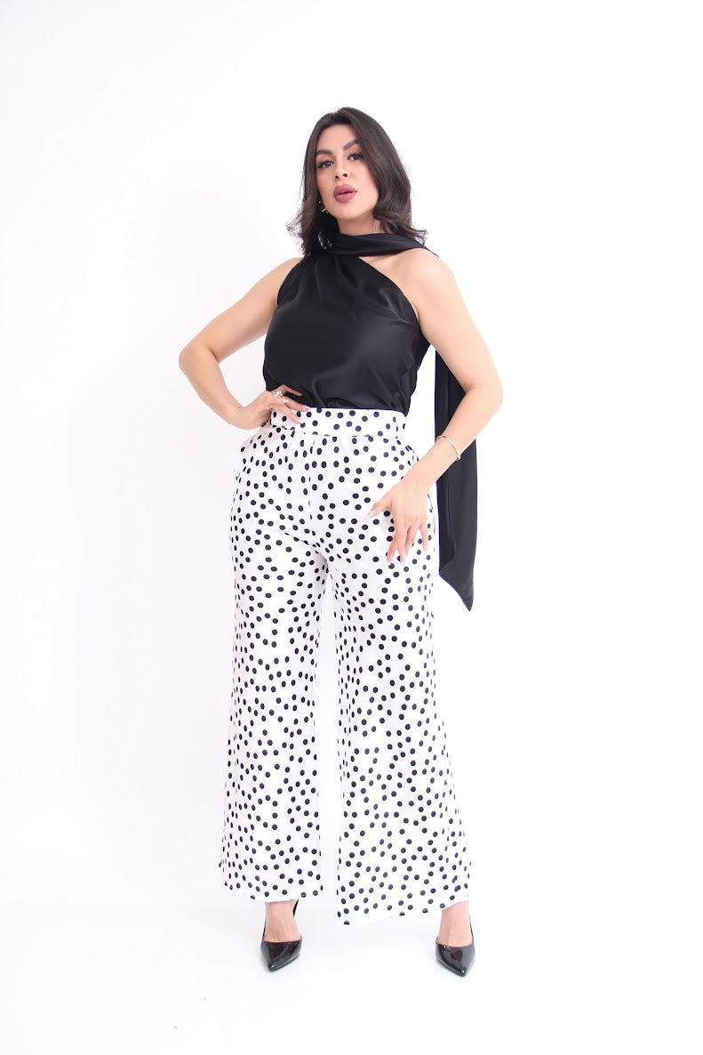 BLUSA SATIN UN HOMBRO BUFANDA ESTAMPADA