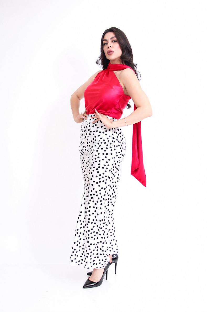 BLUSA SATIN UN HOMBRO BUFANDA ESTAMPADA