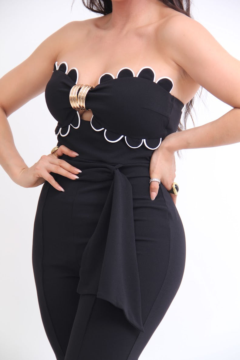 PALAZZO STRAPPLE TOP DE BORDE Y HEBILLA