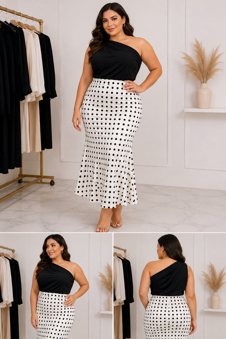 FALDA LUNARES SATIN