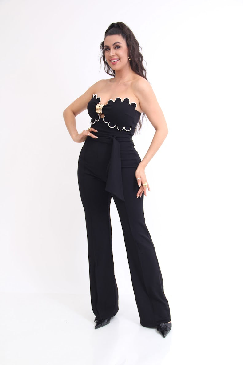 PALAZZO STRAPPLE TOP DE BORDE Y HEBILLA