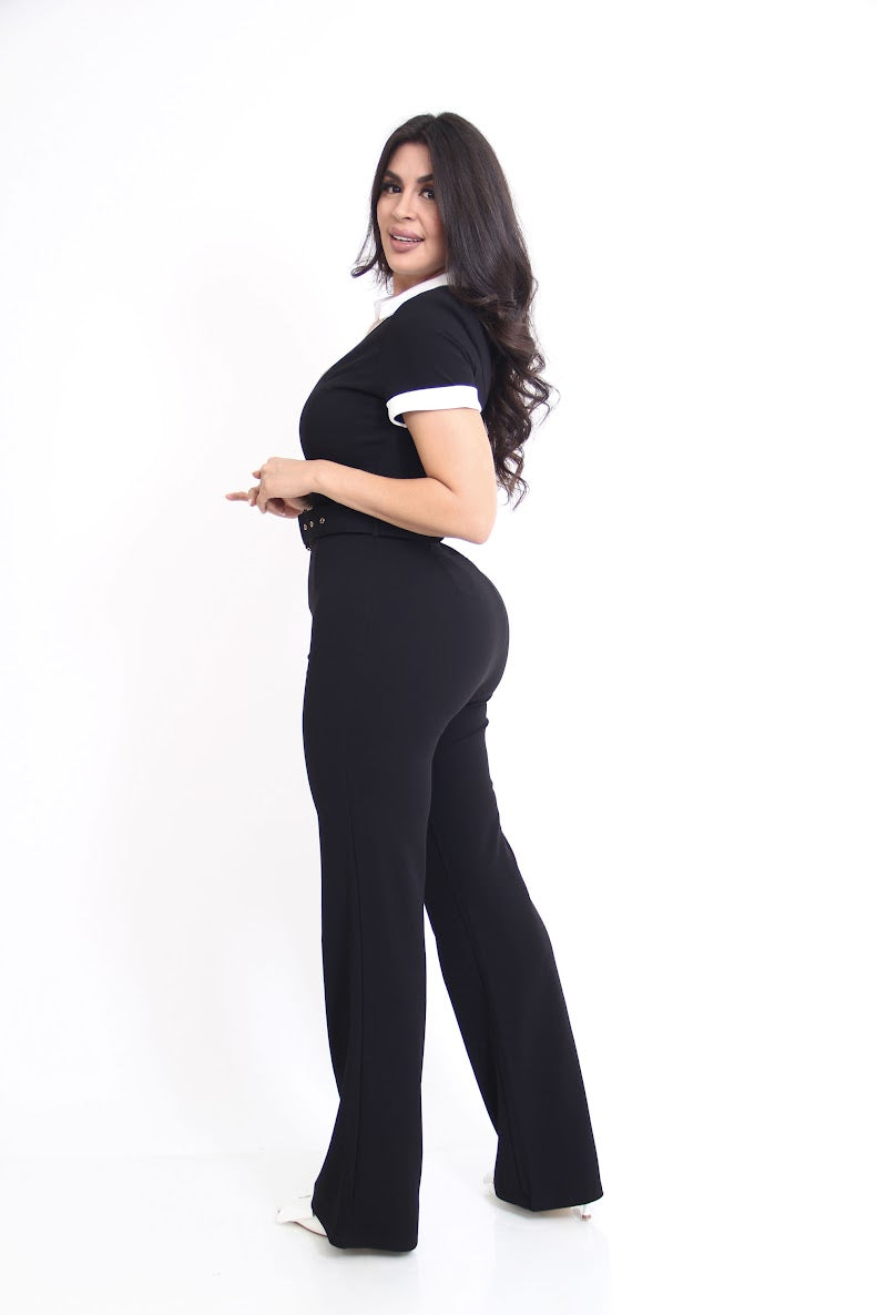 SET DE BLUSA PLAYERA CORTA PANTALON CINTURON