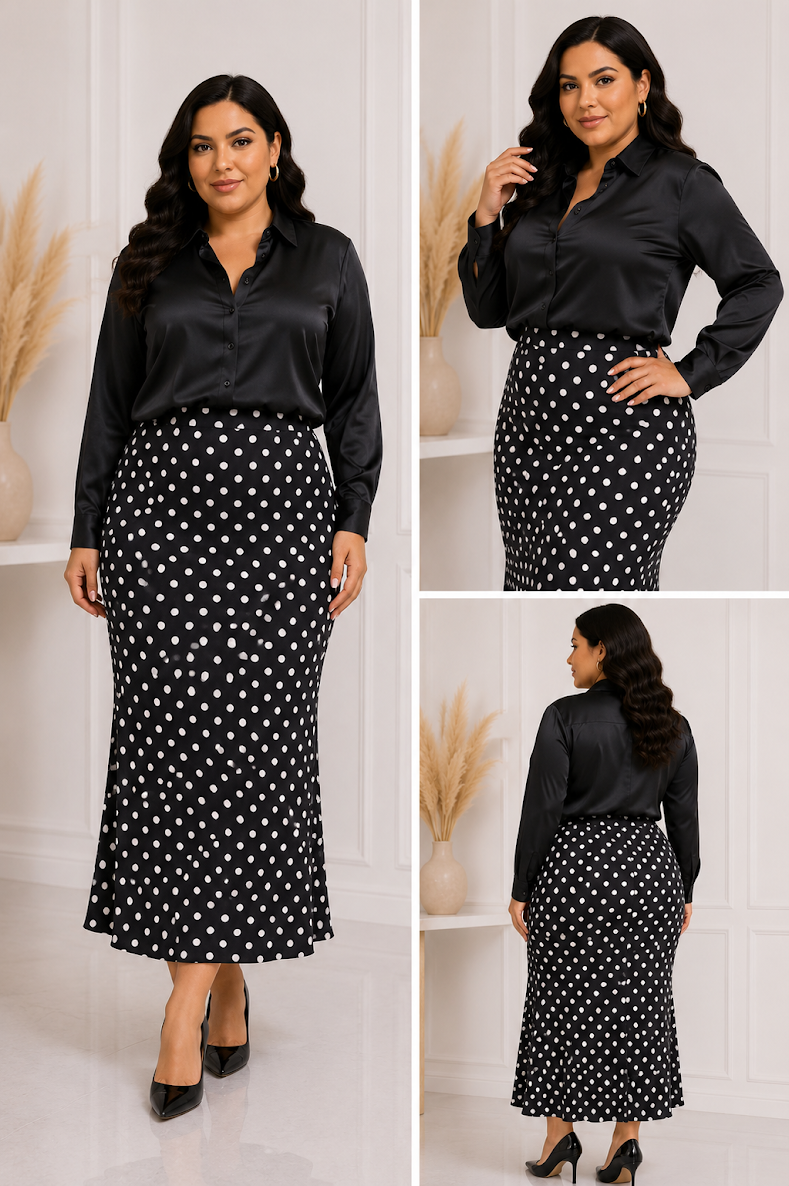 FALDA LUNARES SATIN