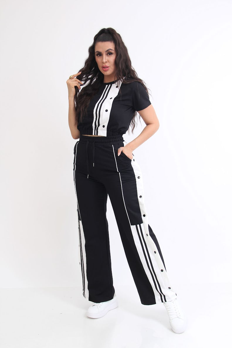 SET DE PANTS CORFORT LINEA LATERAL BLANCA Y BOTONES
