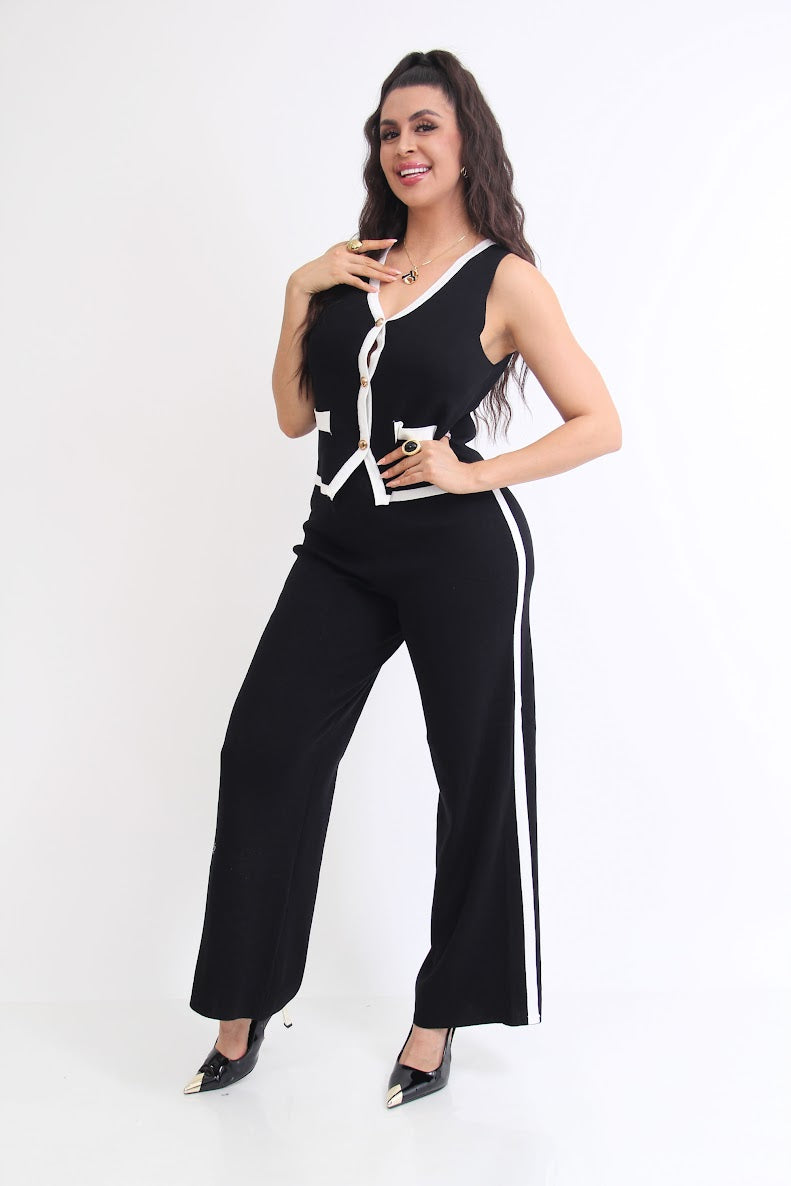 SET CONFORT PUNTO BORDES BLANCOS TIPO CHANEL