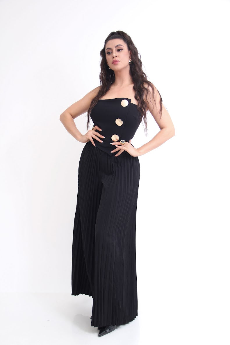PALAZZO STRAPLE PANTALON PLISADO