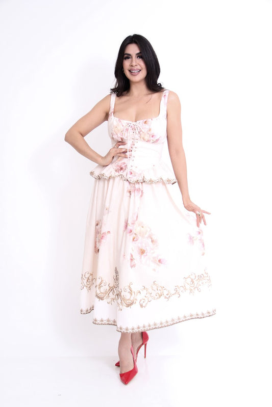 Vestido Estampado Floral Tipo Corsette