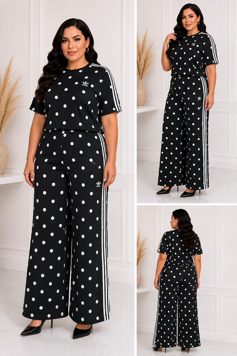 SET DE PANTALON CIERRE PIERNA Y PLAYERA LUNARES