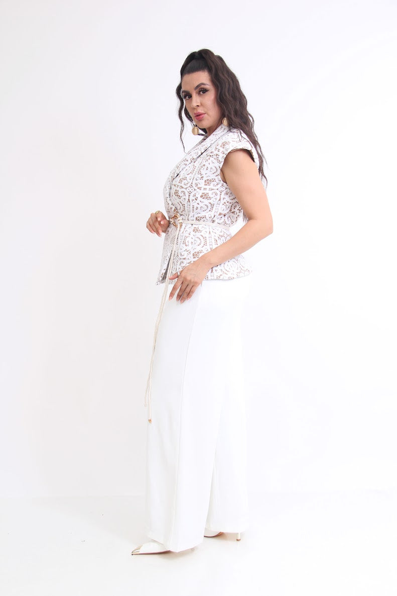 SET DE VESTIR BLUSA CHALECO ENCAJE CINTURON