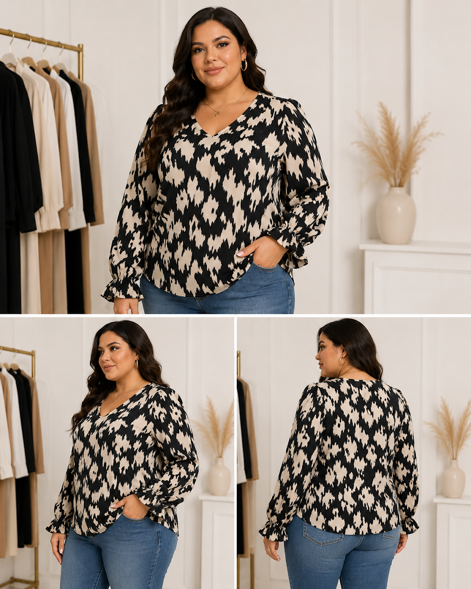 BLUSA ANIMAL PRINT MANGA LARGA