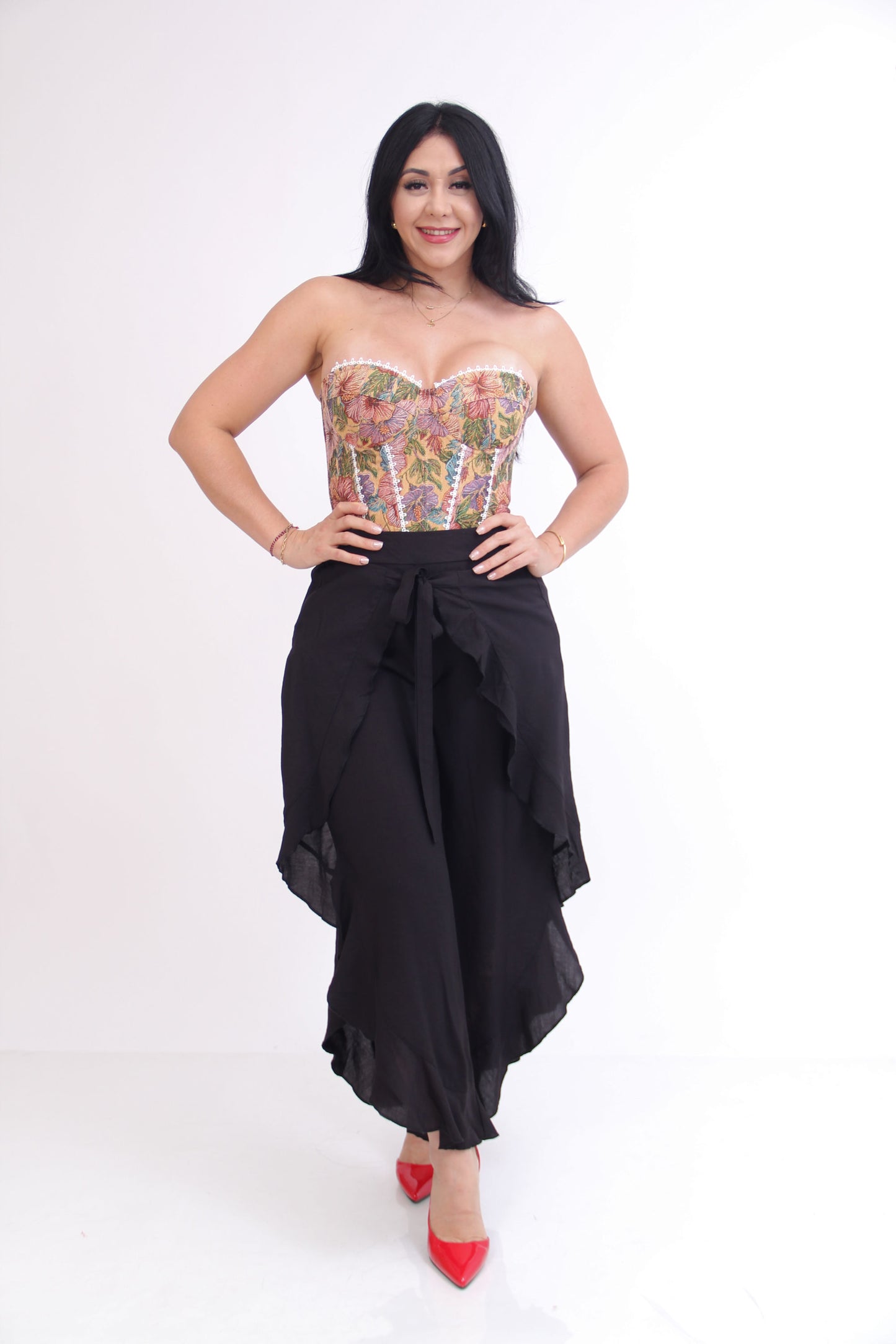 BLUSA CORSET FLOREADO CIERRE ESPALDA