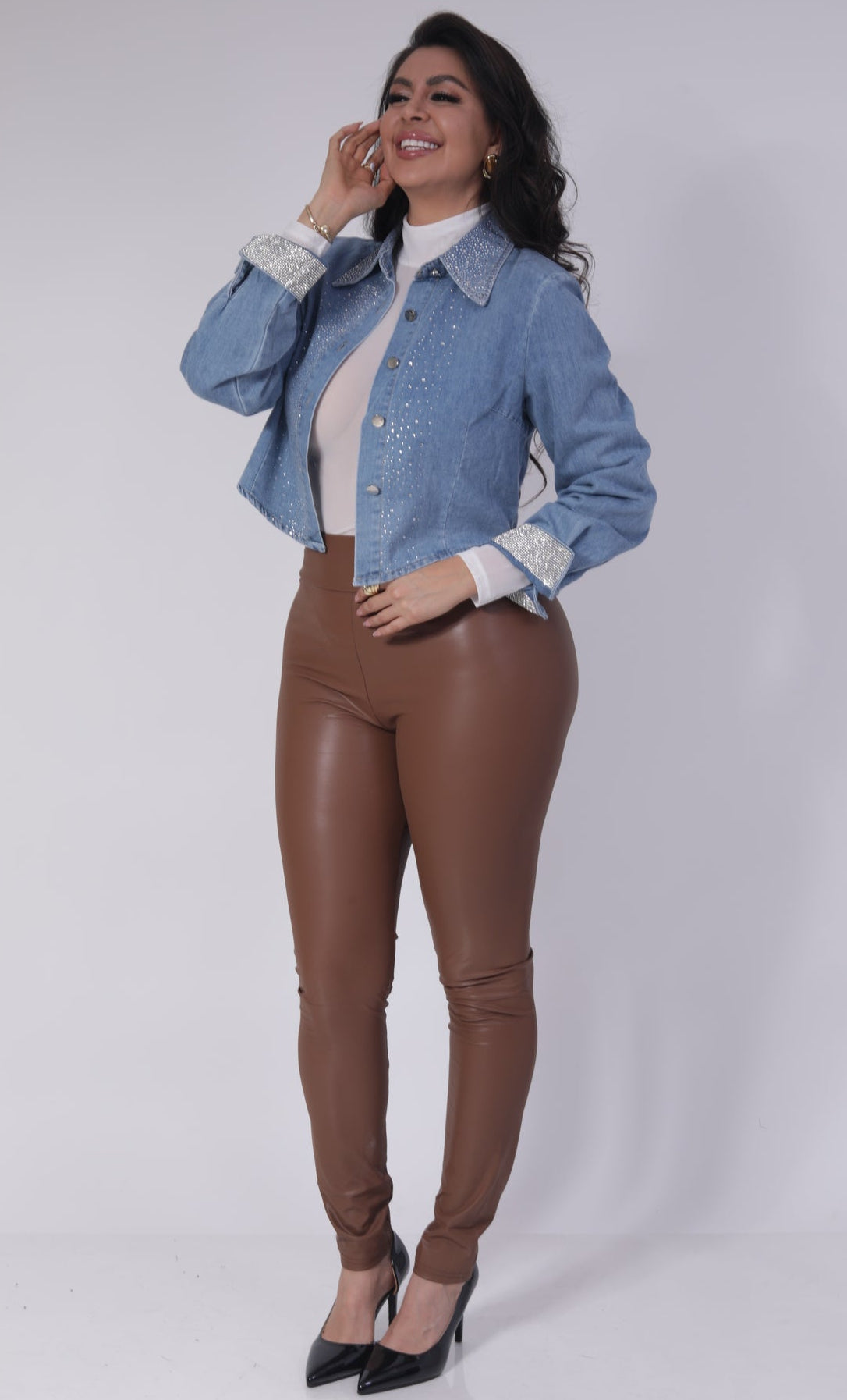 CAMISA DE MEZCLILLA CON BRILLOS