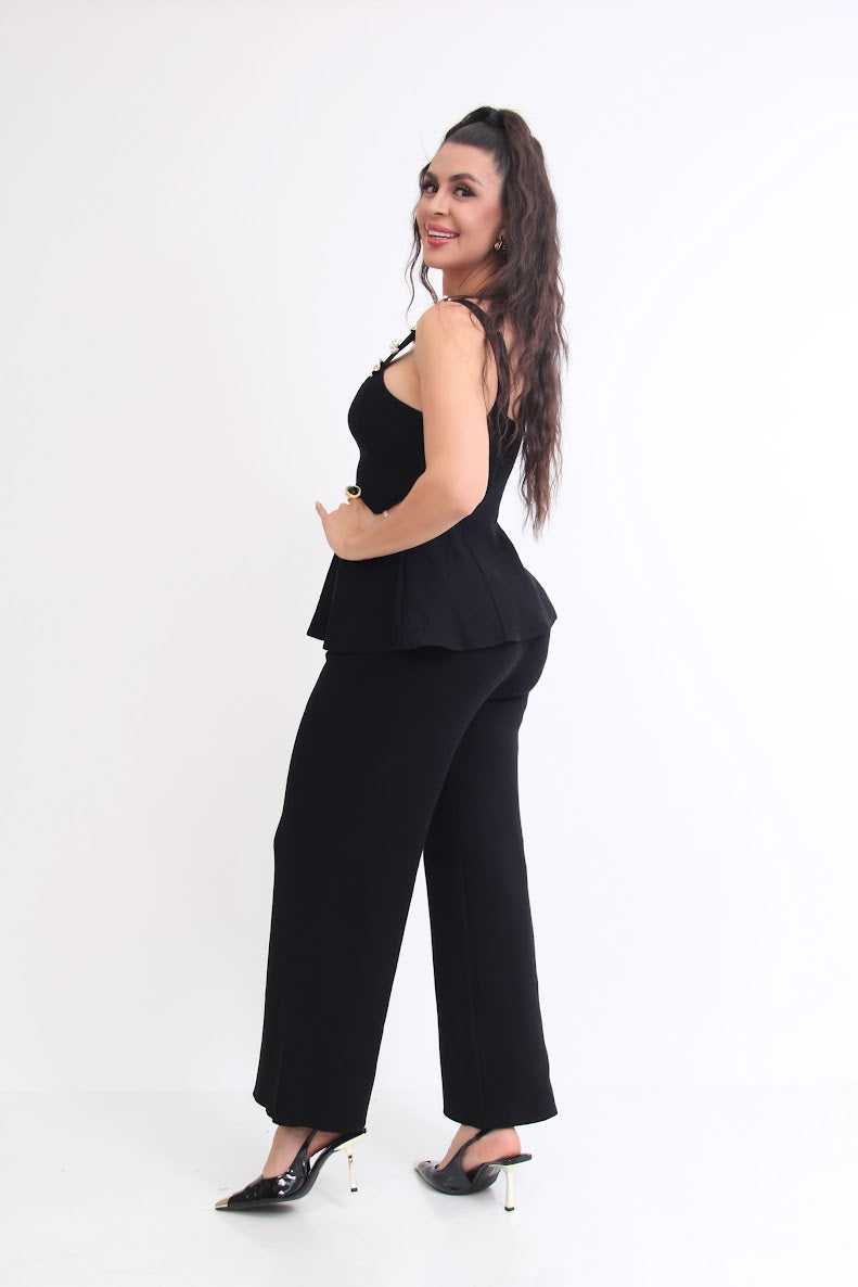 SET DE PUNTO CONFORT BLUSA PEPLUM EVILLAS TIRANTES