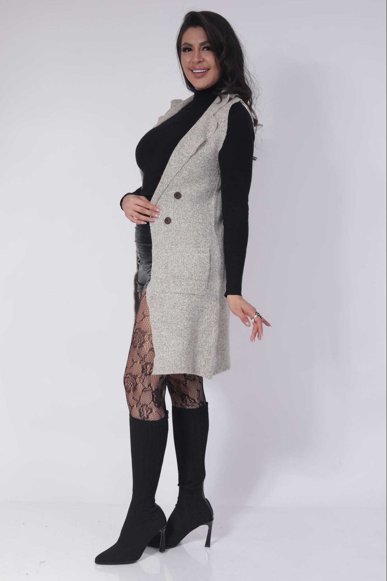 CHALECO LARGO TEJIDO