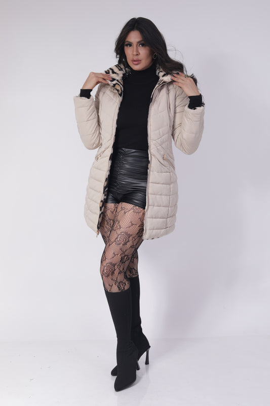 CHAMARRA BEIGE INTERIOR LEOPARDO