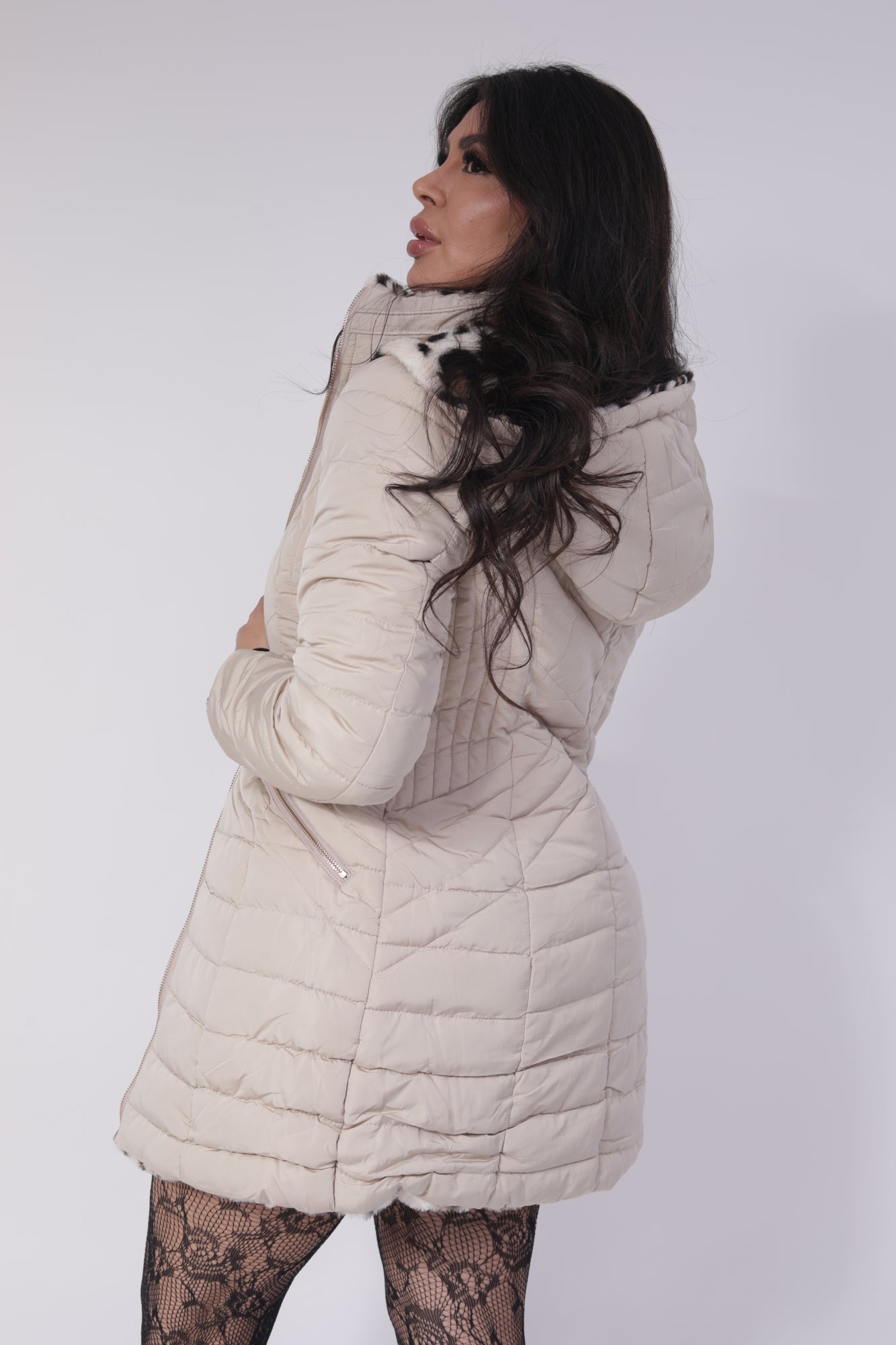 CHAMARRA BEIGE INTERIOR LEOPARDO