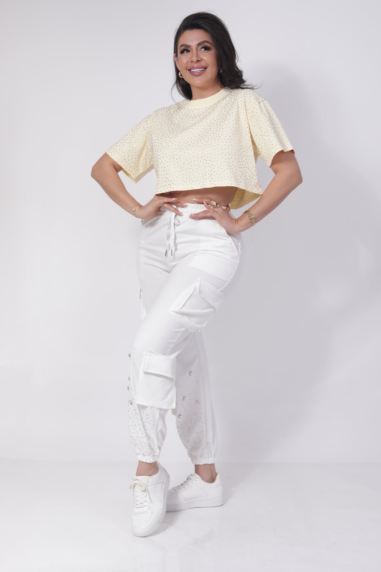 PLAYERA CORTA DE BRILLOS