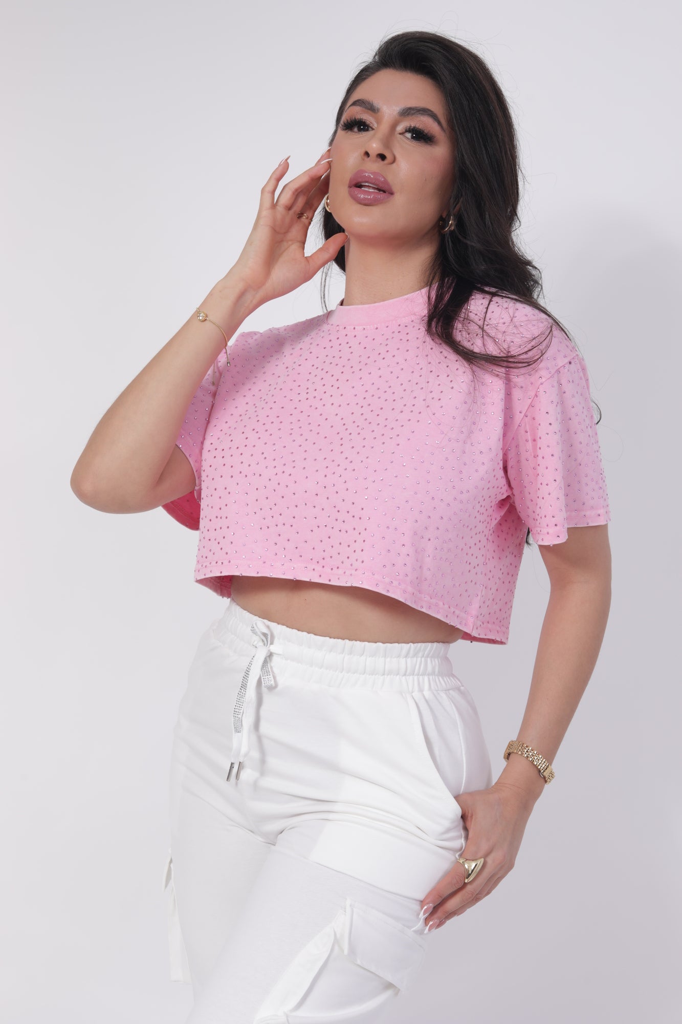 PLAYERA CORTA DE BRILLOS