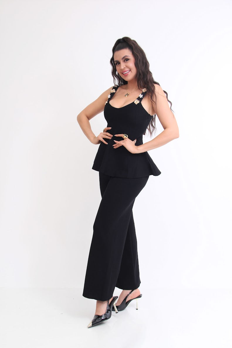 SET DE PUNTO CONFORT BLUSA PEPLUM EVILLAS TIRANTES