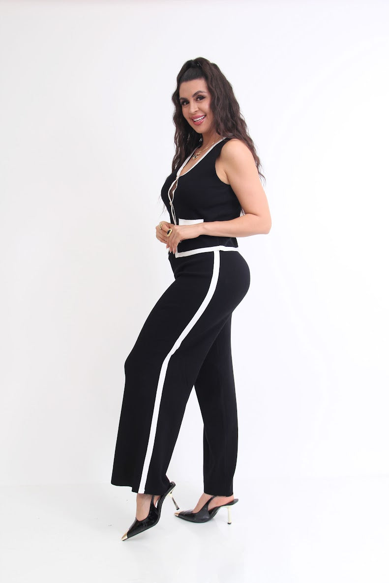 SET CONFORT PUNTO BORDES BLANCOS TIPO CHANEL