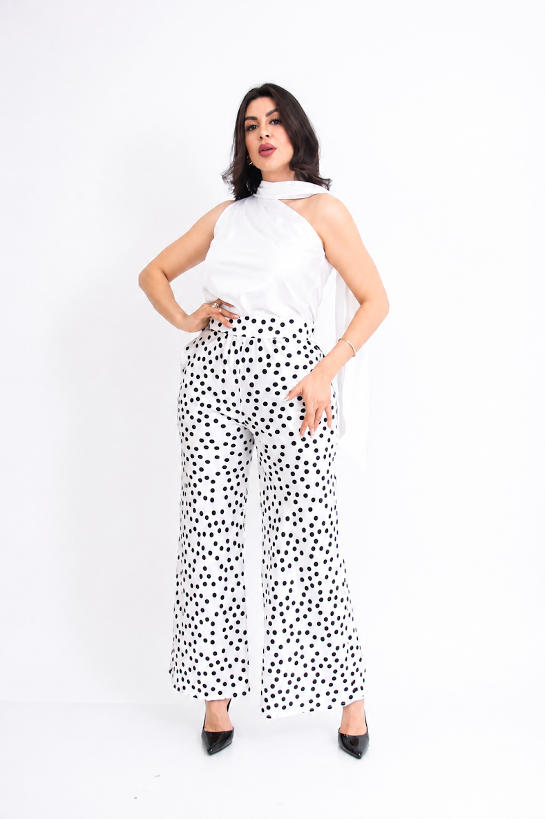 BLUSA SATIN UN HOMBRO BUFANDA ESTAMPADA
