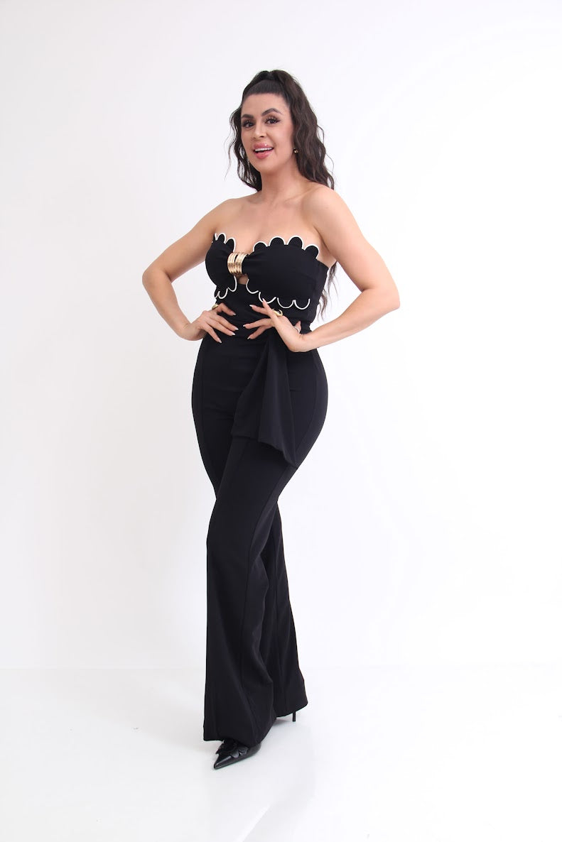 PALAZZO STRAPPLE TOP DE BORDE Y HEBILLA